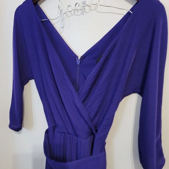 BcbgMaxAzria Perisan Blue Cruz V-Neck Dress Pleated Size XS - Picture 8 of 13